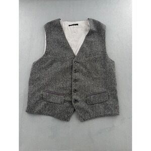 Express Wool Blend Vest M Gray Tweed Waistcoat